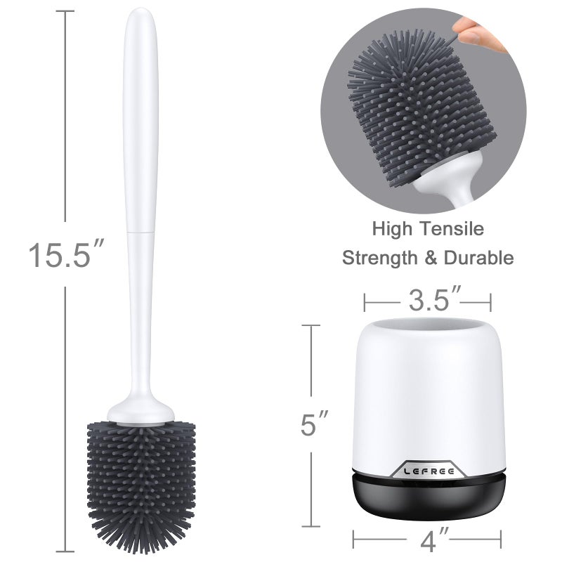 Lefree Silicone Toilet Brush,Rubber Toilet Bowl Brush and Holder Set with Ventilated Holder, Toilet Cleaner Brush for Bathroom,Floor Standing & Wall Mounted Toilet Scrubber Without Drilling - Image 5
